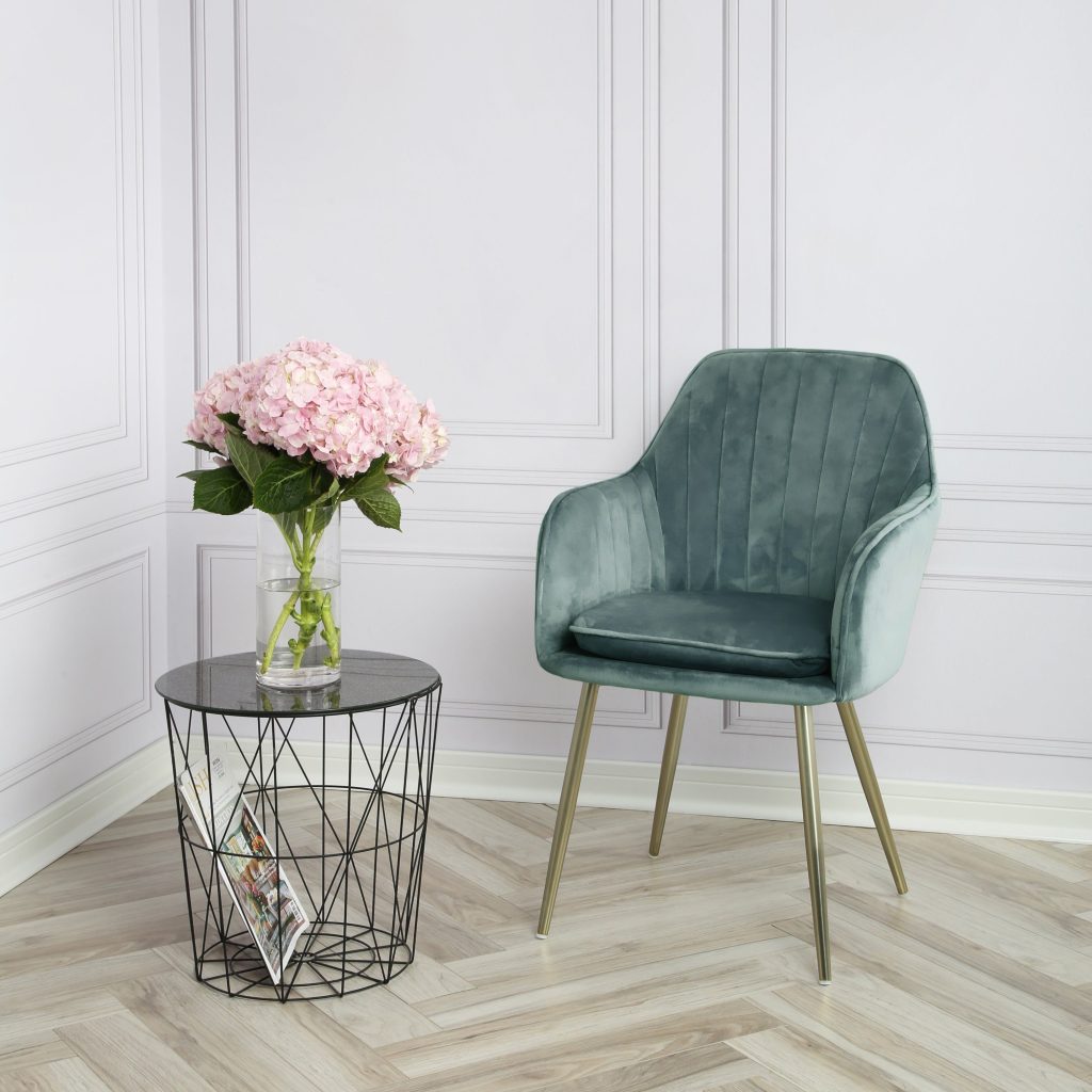 MUSE CHAIR DARK GREEN GOLD LEG