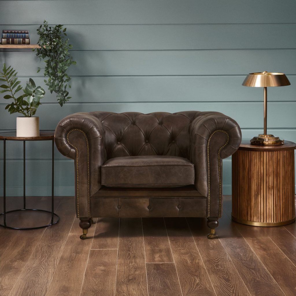 Dark Grey Chair,Leather Upholstered Ocassional Chair,Plush Patio Chair,Armchair With Button Tufted Backrest