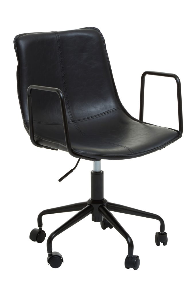 Claw Base Black Leather Home Office Chair Upholstered Seat Of Office Chair Height Adjustable Swivel Chair | Bed Sava