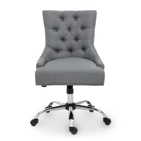 Grey Fabric  ChromeBase Home Office Chair Tufted DiamondBack HighBack Desk Chair | Bed Sava