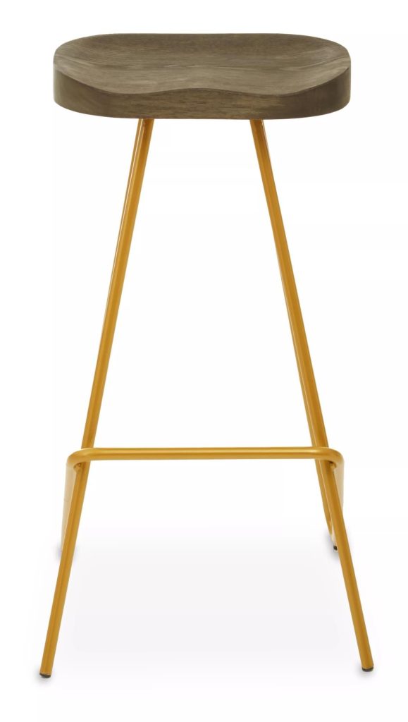 Lightweight Metal Frame Bar Stool, Sleek Kitchen Stool Footrest, Contemporary Stool for Bar Counter