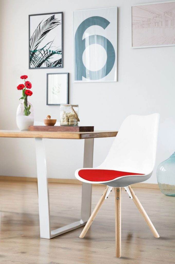 Soho Plastic Dining Chair with Pyramid Light Wood Legs