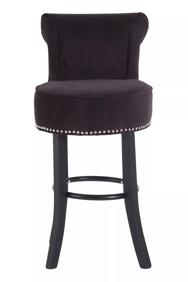 Interiors by Premier Regents Park Black Velvet Bar Chair | Bed Sava