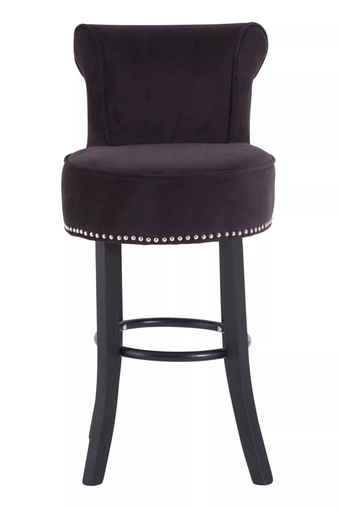 Interiors by Premier Regents Park Black Velvet Bar Chair