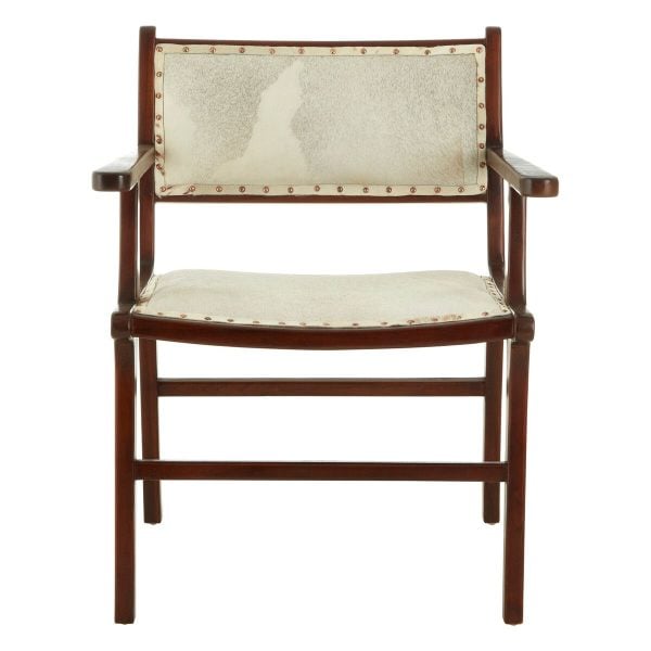Interiors By Premier Stylish Leather Teak Wood Dining Chair Spacious Kitchen Chair Classic Armchair Garden Accent Chair | Bed Sava