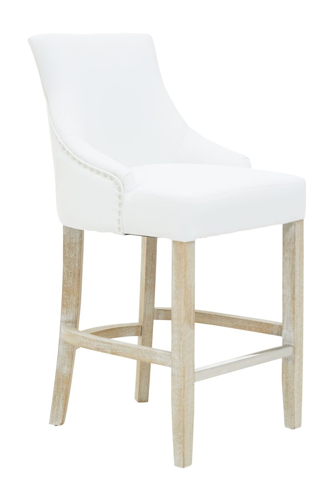Bar Stool with High Back, Velvet Seat Breakfast Bar Chair, Kitchen Stool with Footrest, Chair for Bar