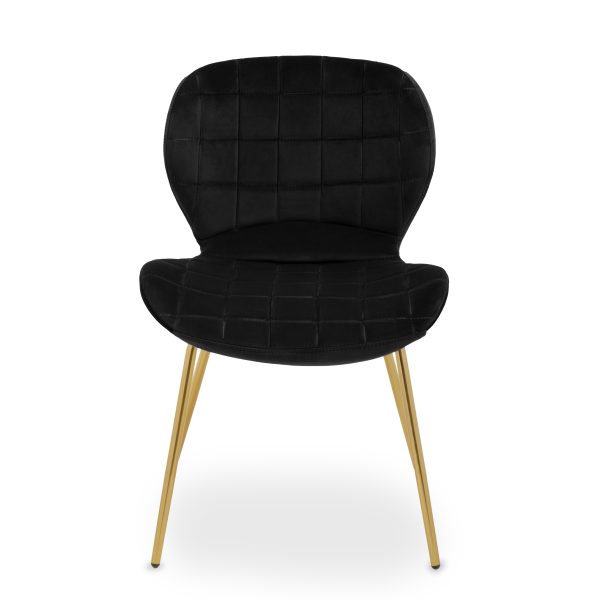 Black Velvet Dining Chair Luxury Dining Chair Modern Black Velvet Dining Chair with Gold Finished Legs | Bed Sava