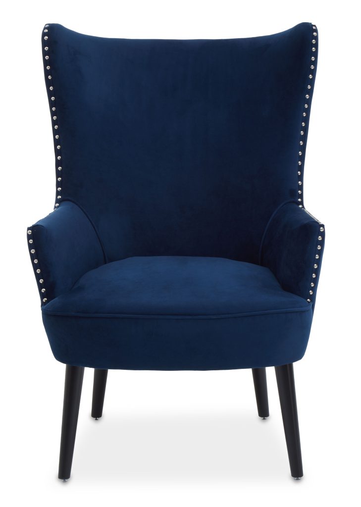 Blue Wingback Lounge Arm Chair High Back Fabric Living Room Chair Mid Century Arm Chair with Fabric | Bed Sava