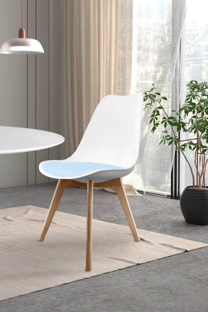 Soho Plastic Dining Chair with Squared Light Wood Legs