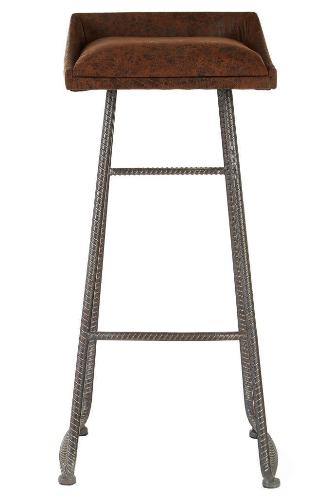 Brown Leather Effect Bar Stool,Counter Stool With Vintage Padded Seat,Pub Chair With Backrest & Footrest