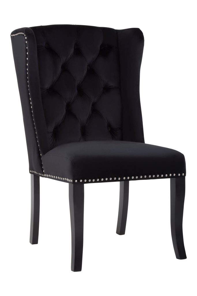 Buttoned Velvet Dining Chairs, Velvet Upholstered Chair with Wooden Legs, Accent Chair for Living Room