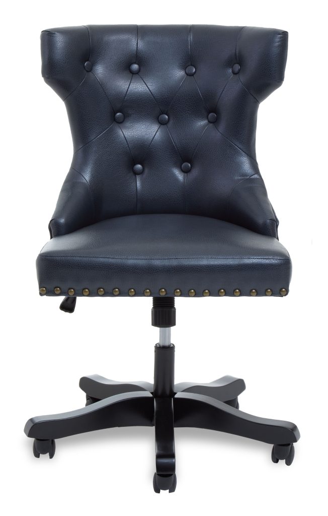 Black LeatherEffect Office Chair Tufted Wingback Seat with Studded Trim HeightAdjustable Swivel Chair | Bed Sava