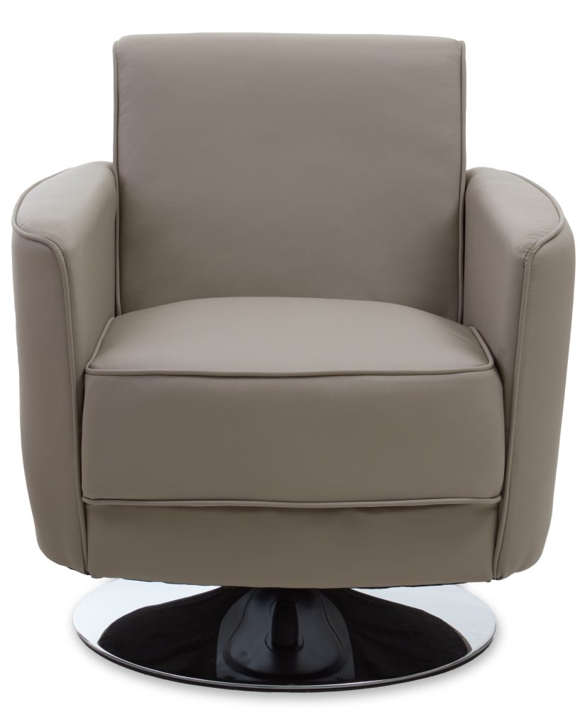Grey Leather Effect Arm Chair, Leather Living Room Chair with Chrome Base, Upholstered Dining Chair