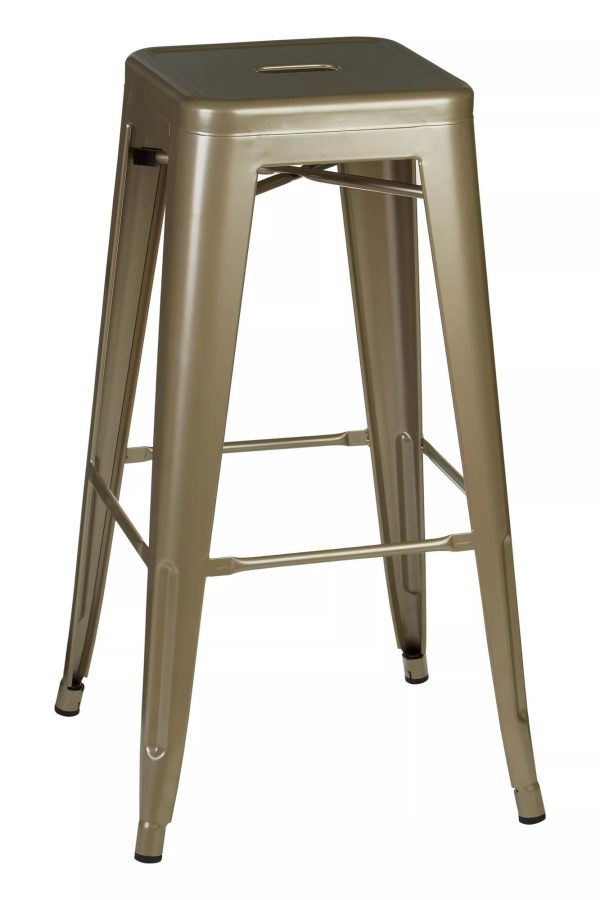 Interiors by Premier Champagne Powder Coated Metal Cubic Stool | Bed Sava