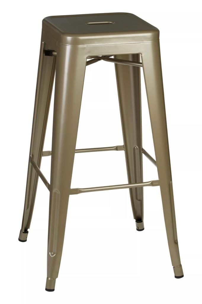 Interiors by Premier Champagne Powder Coated Metal Cubic Stool