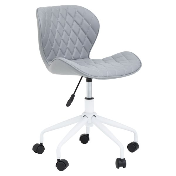 Comfortable Design Grey And White Home Office Chair Ergonomic Work From Home Chair Movable Sleek Chair | Bed Sava