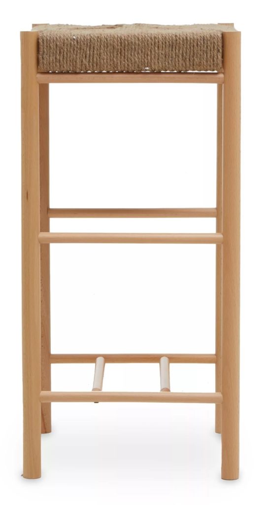 Comfortable Natural Wood Bar Stool, Intricately Handwoven  Counter Stool, Easy To Maintain Lounge Stool