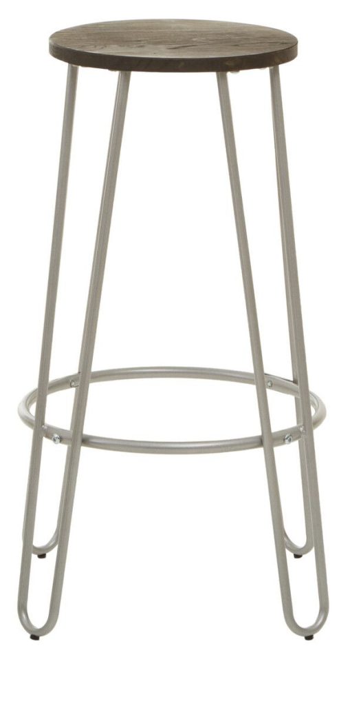 District Silver Finish Metal Frame Bar Stool