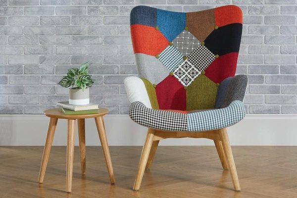 Multi Coloured Armchair Birlea Sloane Easy Fireside Chair Scandinavian Patchwork | Bed Sava