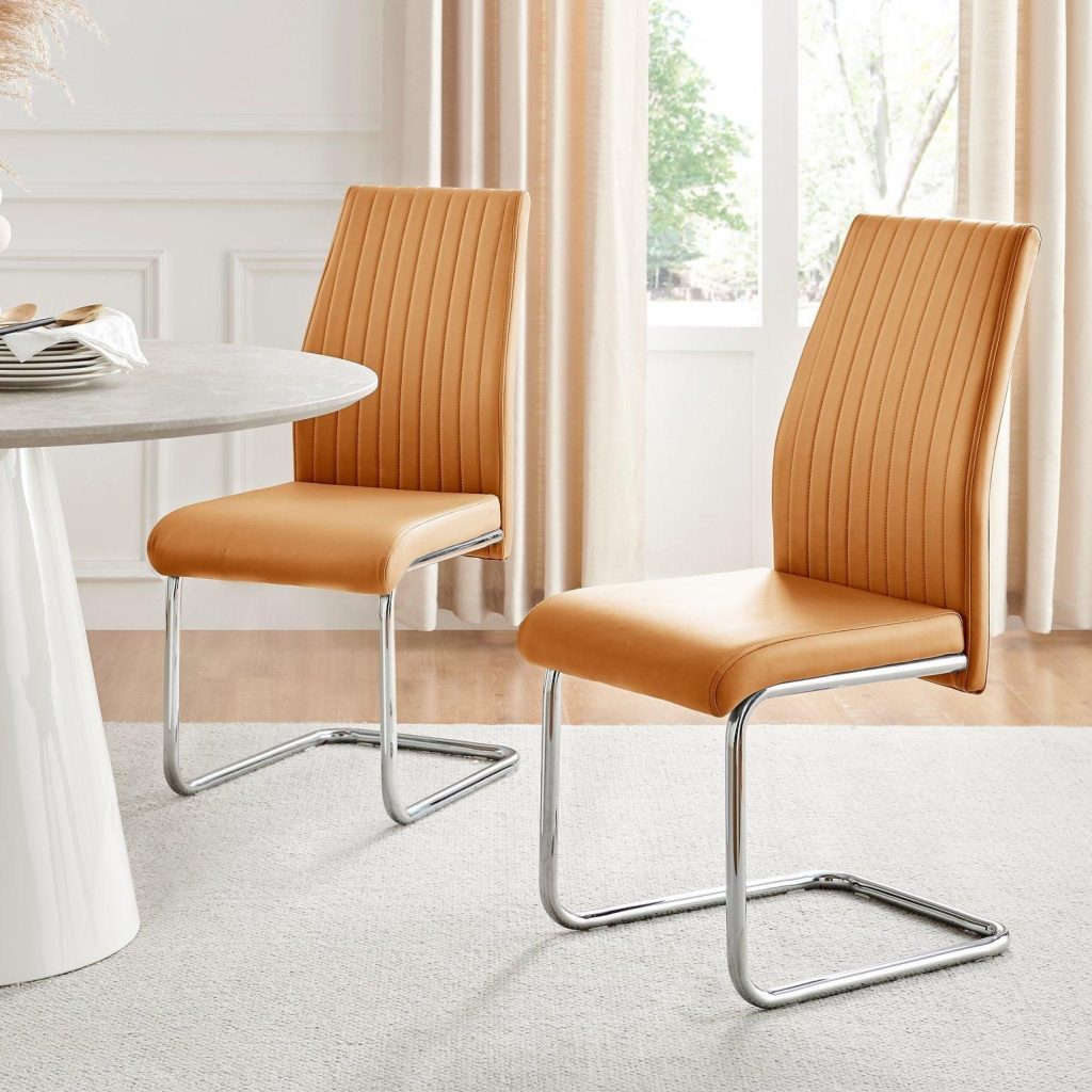 2x Lorenzo Faux Leather Chrome Dining Chairs