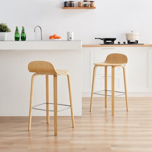 Emy Single Oak Veneer Wooden Bar Chair | Bed Sava