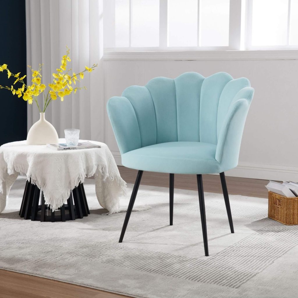 Boucle Fabric Scallop Shell Chair Wing Back Armchair Sofa Gold Legs