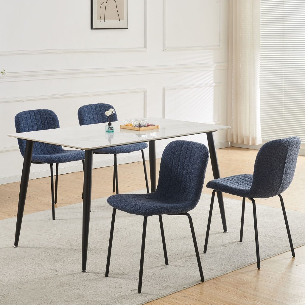 Bella Luxe Set of 4 Teddy Faux Fur Dining Chairs