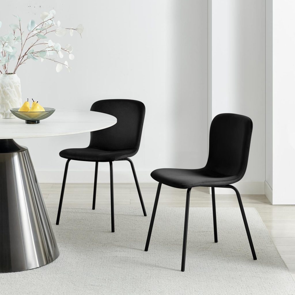 2 x Asti Black Velvet Dining Chairs