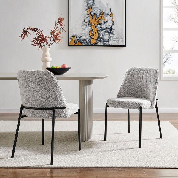 Adele Boucle Dining Chair Set Of 2 | Bed Sava