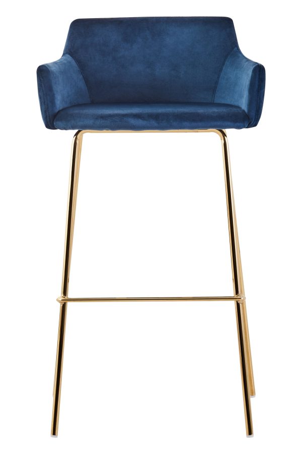 Tamzin Blue Velvet Low Back Bar Chair | Bed Sava