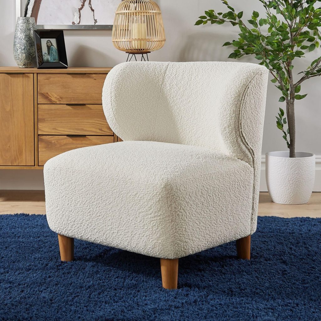 Capri Teddy Fur Armless Accent Chair