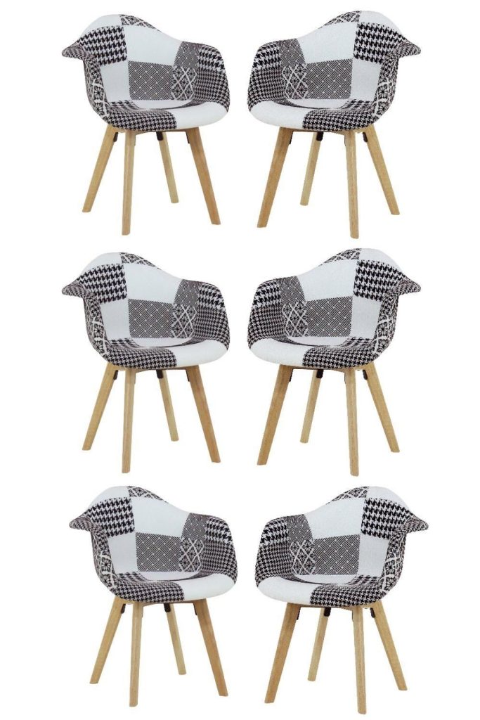Chrono Patchwork Tub Dining Chair, Set of 6