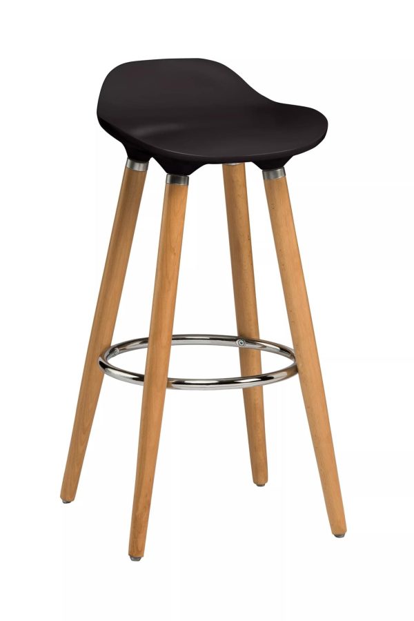 Interiors by Premier Black Abs Beech Wood Bar Stool Easy to Clean Kitchen Bar Stool Footrest Support Bar Stool | Bed Sava