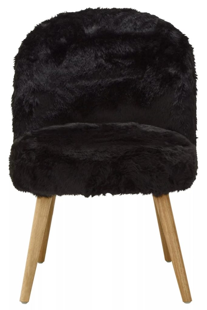 Black Fur Effect Chair Backrest Indoor Chair Easy to Clean Small Lounge Chair | Bed Sava