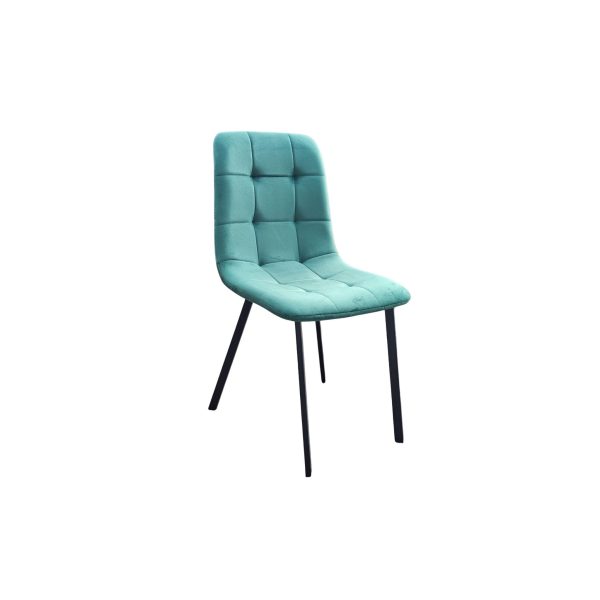 Set of 4 Ava Design Velvet Dining Chairs with Sturdy Metal legs  Green  | Bed Sava