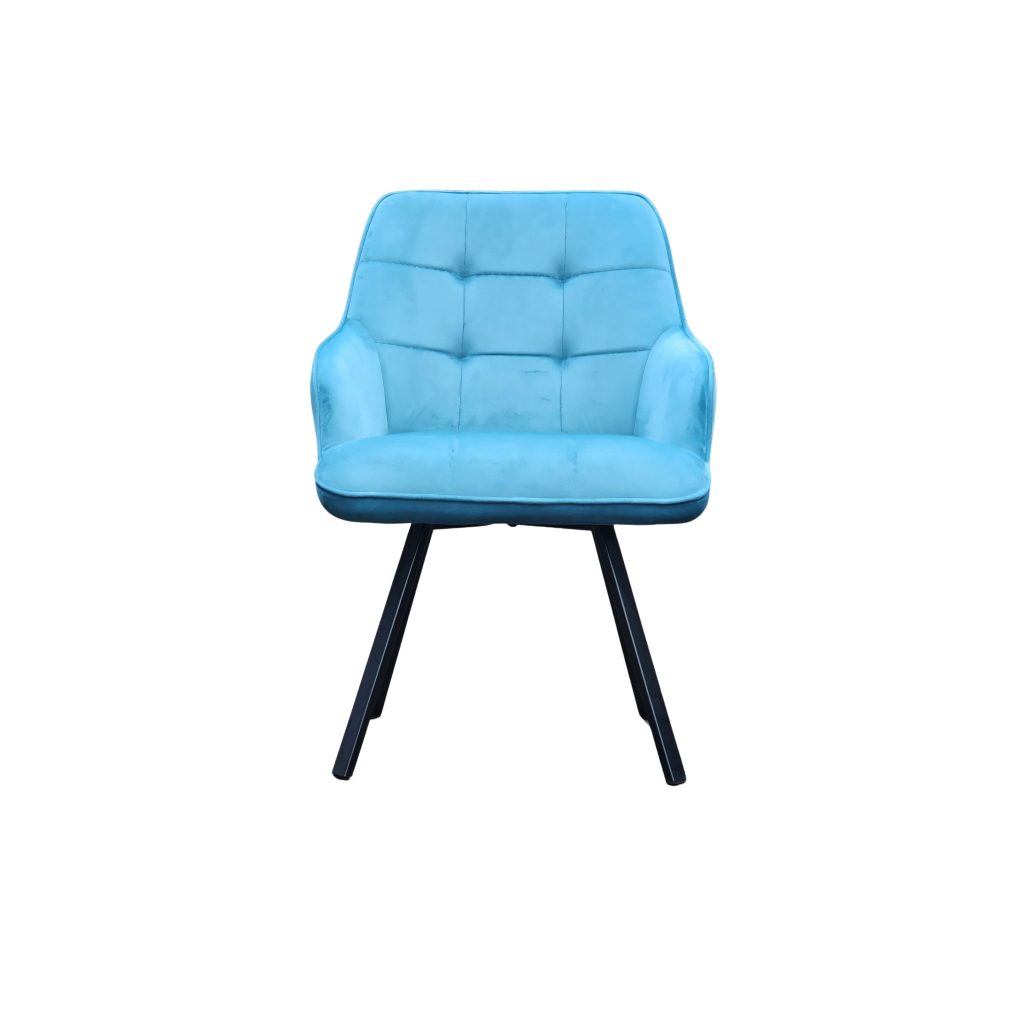2x Swivel Dining Chairs, Padded Velvet Seat, Modern Kitchen, Rotatable Metal Leg ( Teel )