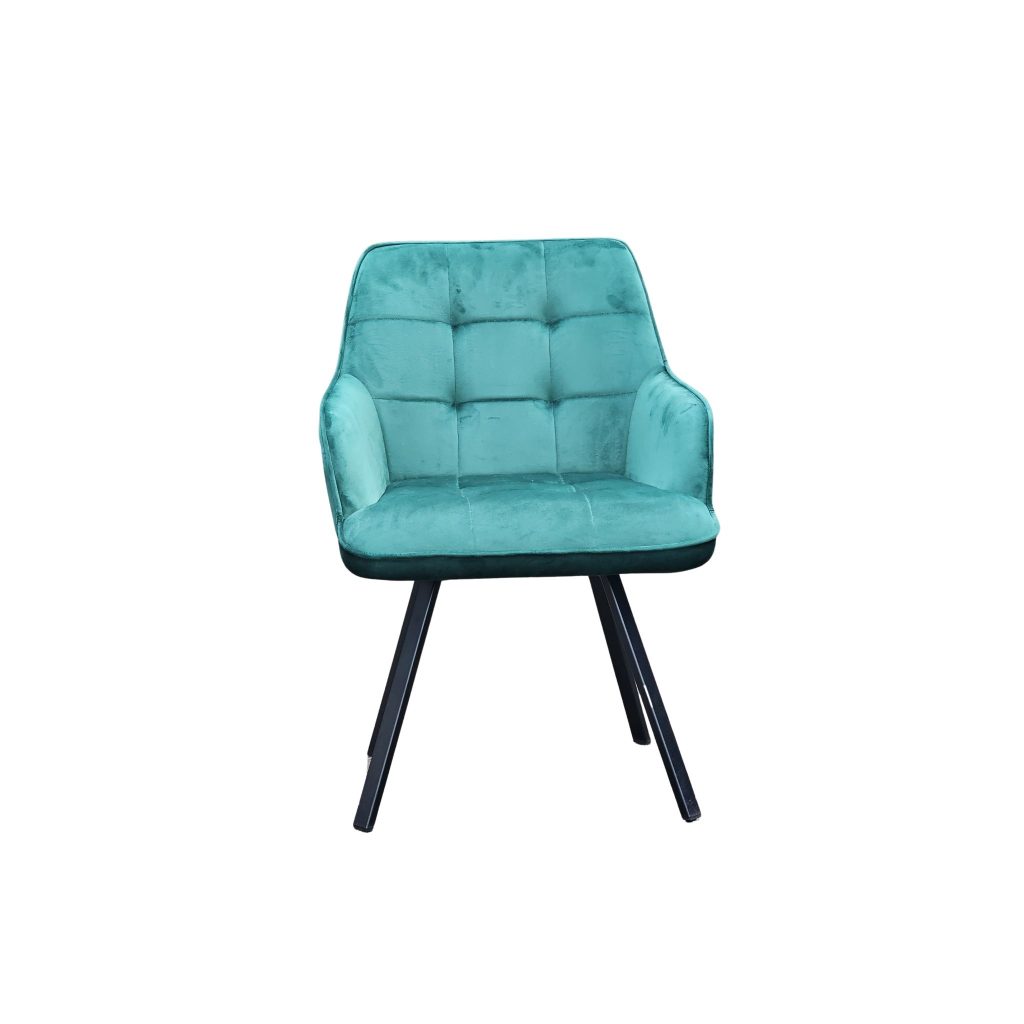 2x Swivel Dining Chairs, Padded Velvet Seat, Modern Kitchen, Rotatable Metal Leg ( Green )