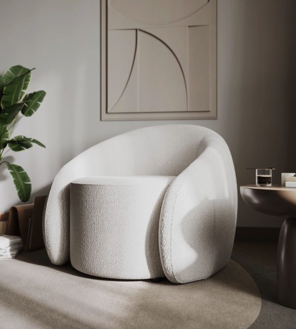 Aelia Boucle Teddy Accent Swivel Chair | Bed Sava
