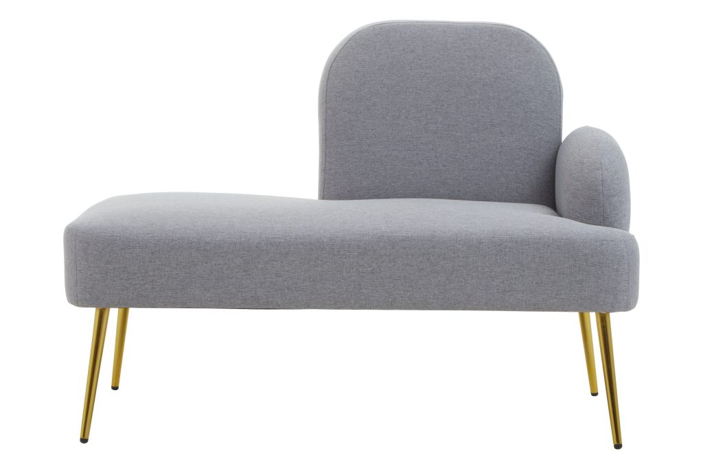 Comfortable Left Arm Grey Chaise Lounge, Contemporary Chaise Couch, Elegant Grey Upholstered Lounge Sofa