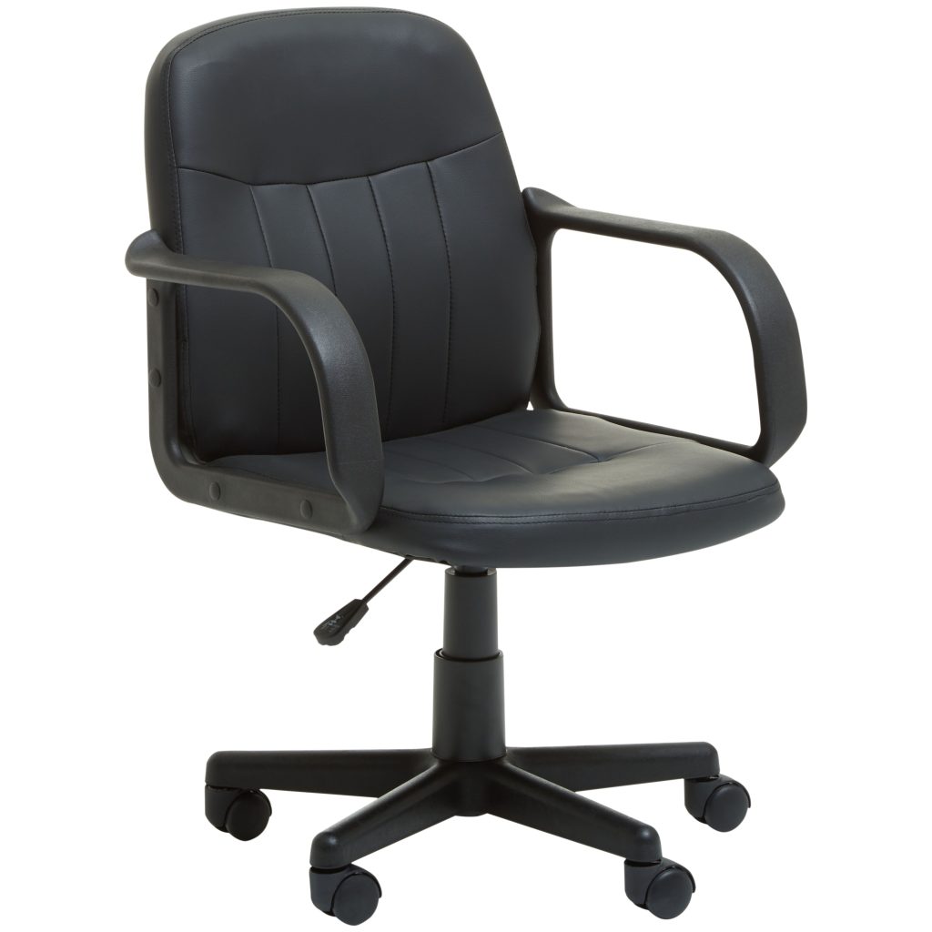 Comfortable Black Pu Home Office Chair, Ergonomic Work From Home Chair, Movable Ergonomic Chair For Office