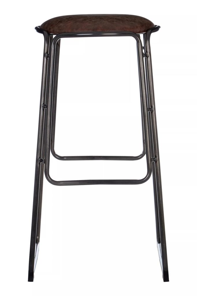 Sleek Minimalist Bar Stool With Gunmetal Legs, Durable Bar Stool, Versatile Design Kitchen Stool