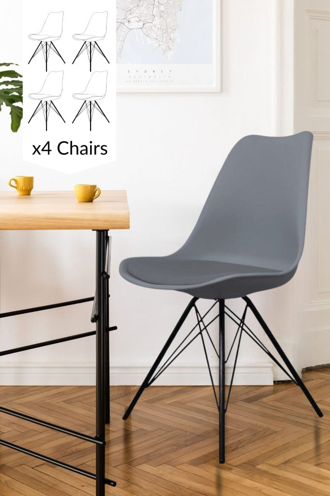 Set of 4 Soho Plastic Dining Chairs with Black Metal Legs