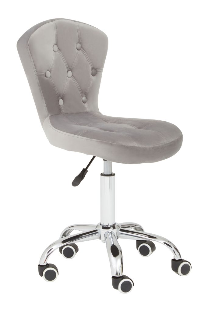 Comfortable Pink Velvet Buttoned Home Office Chair, Ergonomic Work From Home Chair, Movable Ergonomic Chair