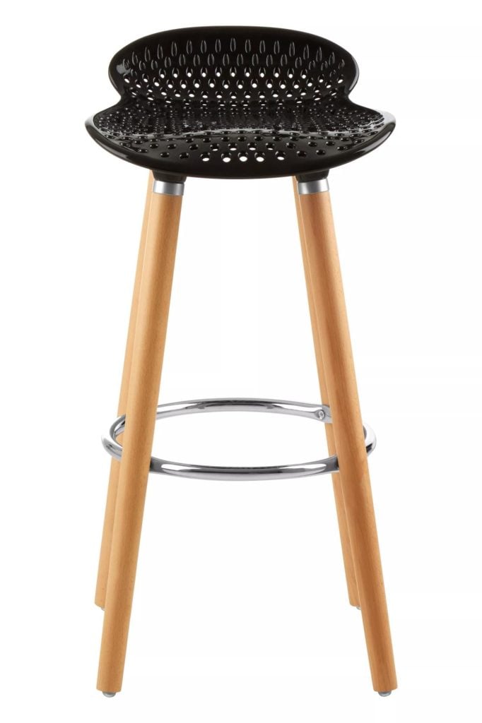 Interiors by Premier Matte Black Bar Stool, Easy to Clean Kitchen Bar Stool, Footrest Bar Stool, Space-Saver Breakfast Stool