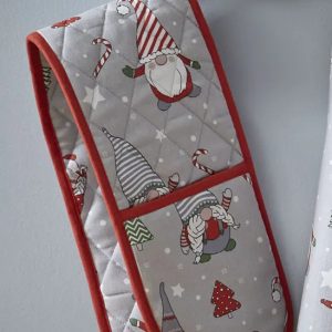 Catherine Lansfield Christmas Gnomes Cotton Kitchen Double Oven Glove | Bed Sava