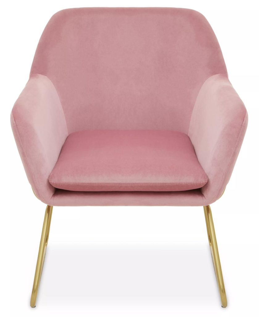 Functional Velvet Bushed Gold ArmChair, Cozy Desk Chair Velvet, Easy to Clean