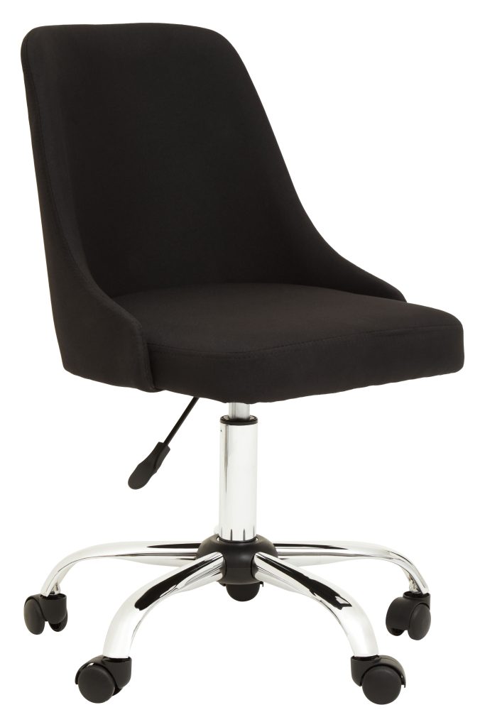Comfortable Design Black And Chrome Home Office Chair, Ergonomic Work From Home Chair, Movable Chair