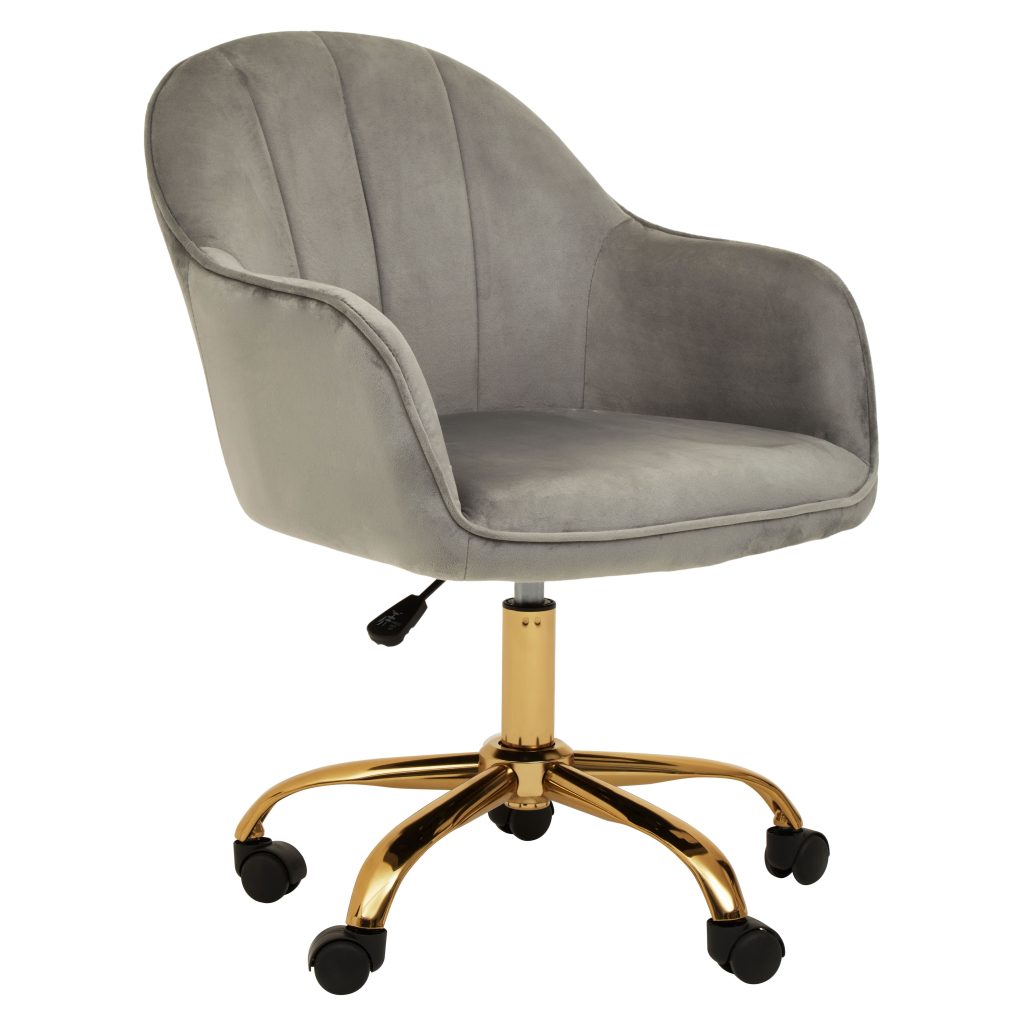 Brent Velvet And Gold Home Office Chair | Bed Sava