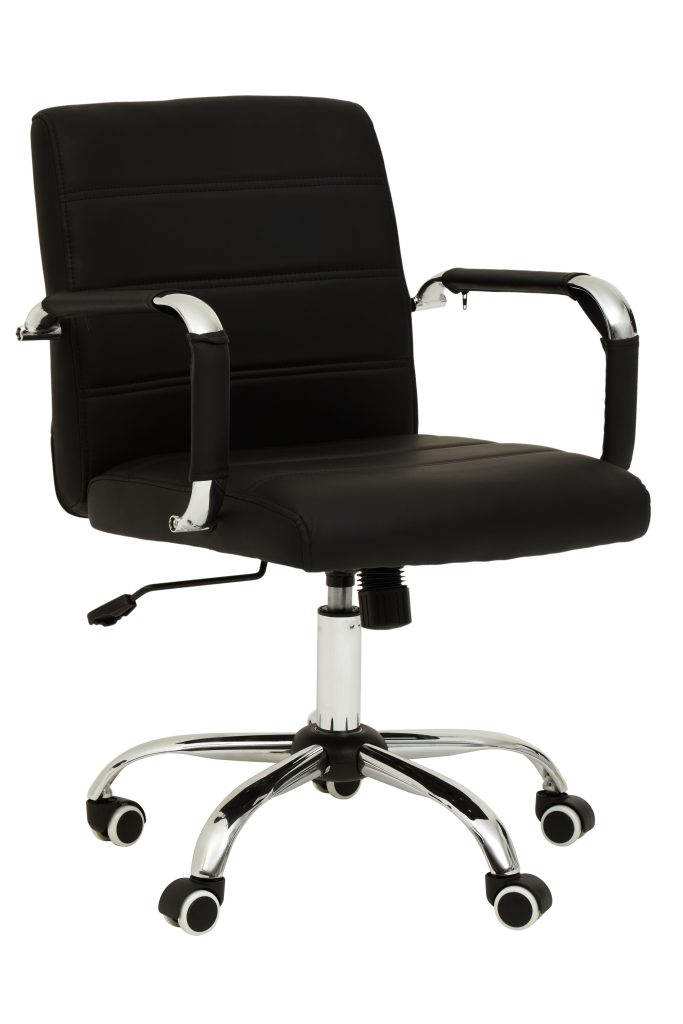 Brent Black Leather Effect And Chrome Home Office Chair