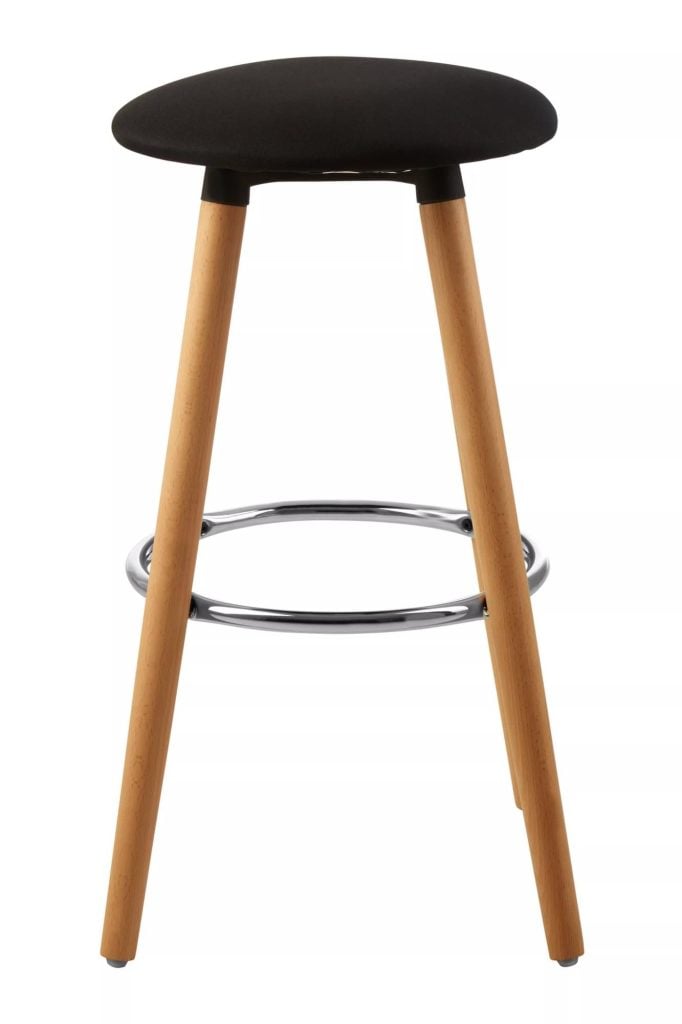 Interiors by Premier Black Round Bar Stool, Easy to Clean Kitchen Bar Stool, Footrest Barseat, Space-Saver Breakfast Stool